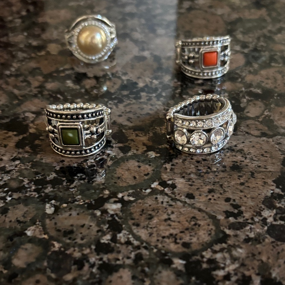 Elegant Silver and Gemstone Ring Set